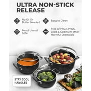 Granitestone 6 Pc Pots and Pans Set Non Stick, 1.5Qt, 3Qt, 5Qt Nesting Pots Set for Cooking with Induction Cookware Set, Space Saving, Non Toxic, Dishwasher Safe