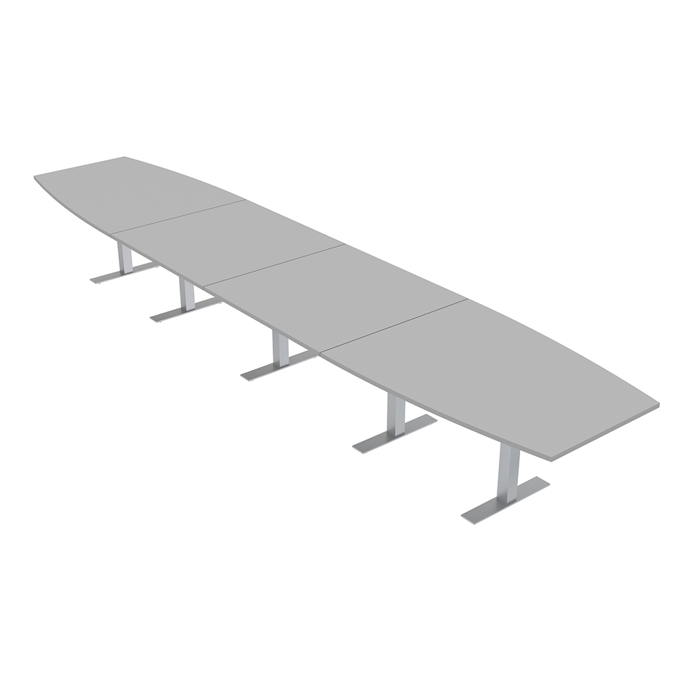 20' Modular Boardroom Table Boat Shaped Metal TBases Power And Data