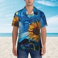 thumbnail image 2 of Honeii Starry Night Sunflower Field Print Men’s Hawaiian Shirt,Classic Button-Down Short Sleeve Shirt, for Beach, Vacation, and Outdoor Activities,Large, 2 of 7