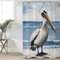 thumbnail image 2 of Small Stall Shower Curtain 36x78 Inch Narrow Half Size Summer Seaside Bath Curtains Bathroom Decor Pelican Birds Oil Painting Ocean Art Waterproof Fabric Shower Curtain Set with Hooks 36 Inch, 2 of 6
