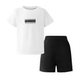 thumbnail image 2 of Spazoro Little & Big Girls Cute Outfit Sets, Cotton Summer 2-Pieces Solid Color Short Sleeve Shirt and Shorts Sets White Size 7 T, 2 of 6