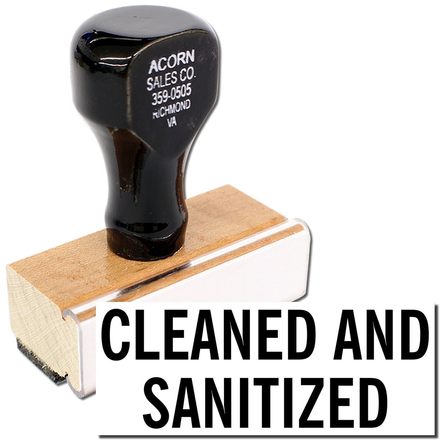 Cleaned and Sanitized Rubber Stamp, Wooden Handle Rubber Stamp, Laser