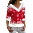 thumbnail image 1 of Birdeem Joyeux Noël Blouse Décontractée à Manches Longues Col en V pour Femmes, 1 of 12