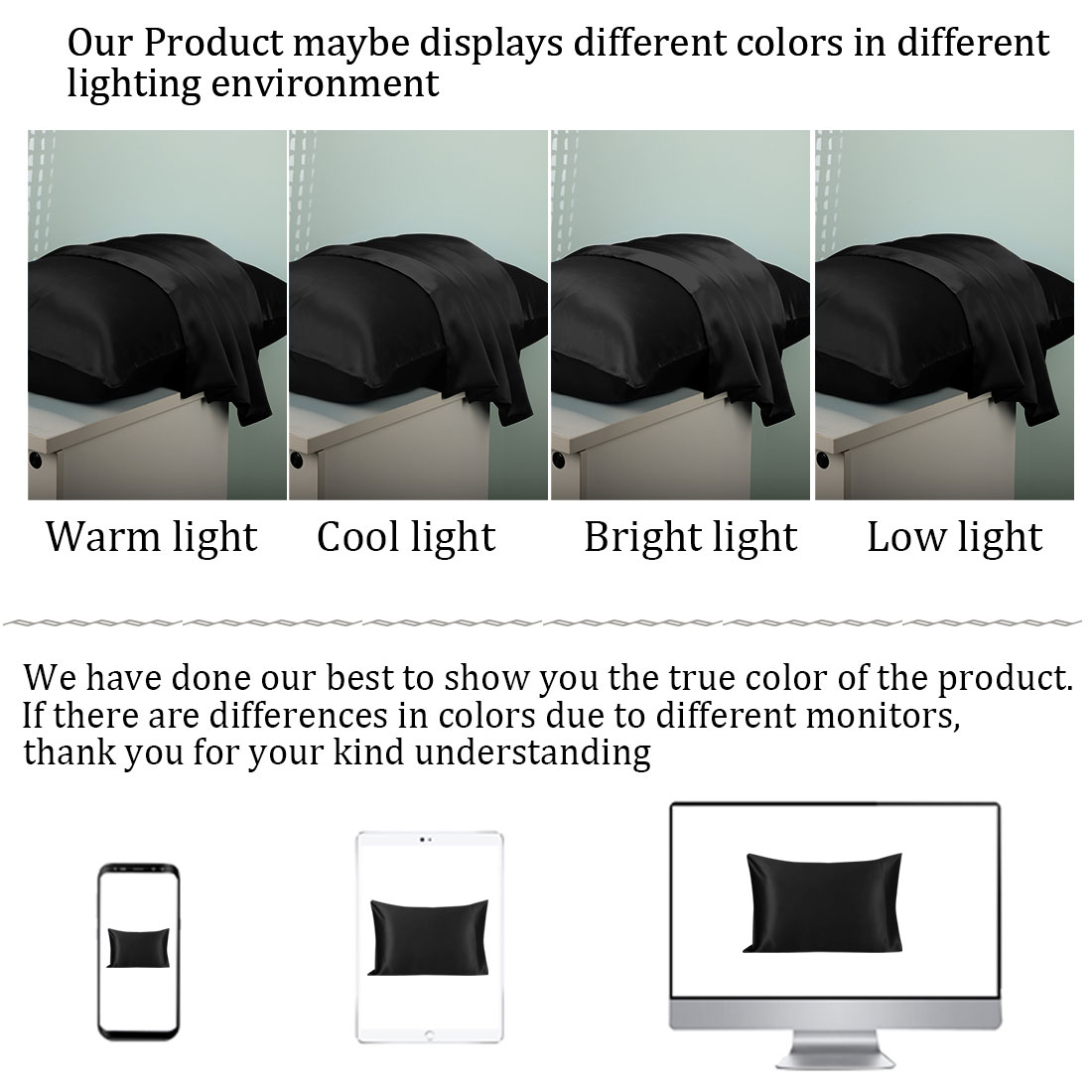 Unique Bargains 2-Pack Silk Pillowcase Eye Cover Set Black Queen