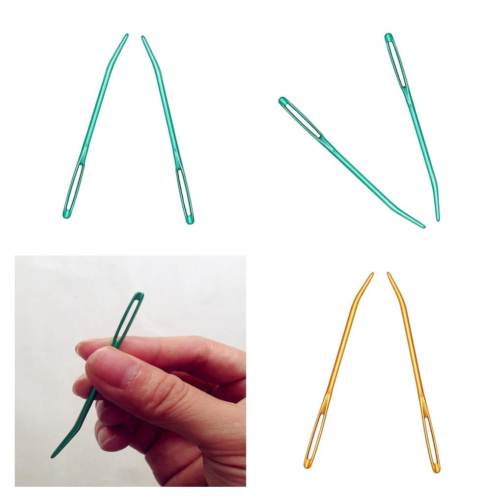 Fityle6x Aluminium Large-eye Bent Tip Yarn Knitting Needles Tapestry for Crochet