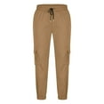 thumbnail image 4 of Kvture Mens Cargo Pants Joggers Drawstring Elastic Waist with Pockets Comfy Baggy Outdoor Tapered Hiking Pants Khaki XXXL, 4 of 6