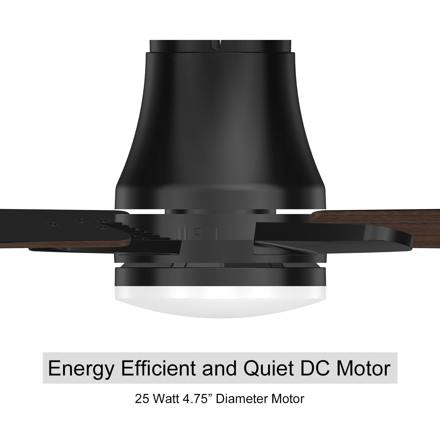 Mainstays 52 Inch Hugger Ceiling Fan With LED Light and Remote Control, Black, Quiet DC Motor