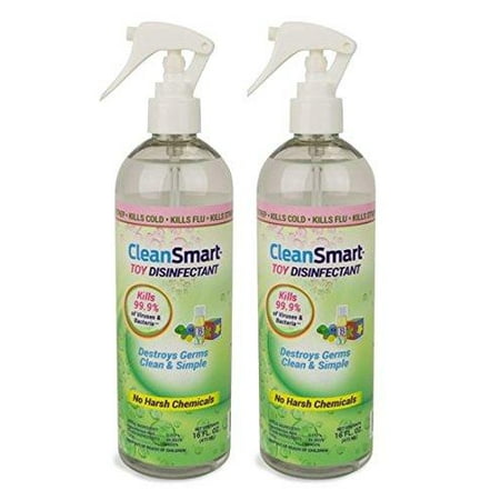 CleanSmart Toy Disinfectant Spray - No Rinse, No Wipe, Kills 99.9% of Germs, Bacteria, Viruses, Fungus, Mold, Leaves No Chemical Residue. 16oz, 2 Pk. Great for mouth toys! 2 (Best Way To Kill Mildew)
