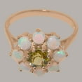 thumbnail image 5 of LBG British Made Real Solid 14k Rose Gold Natural Peridot & Opal Womens Engagement Ring - 33 size options - Size 6.25, 5 of 6