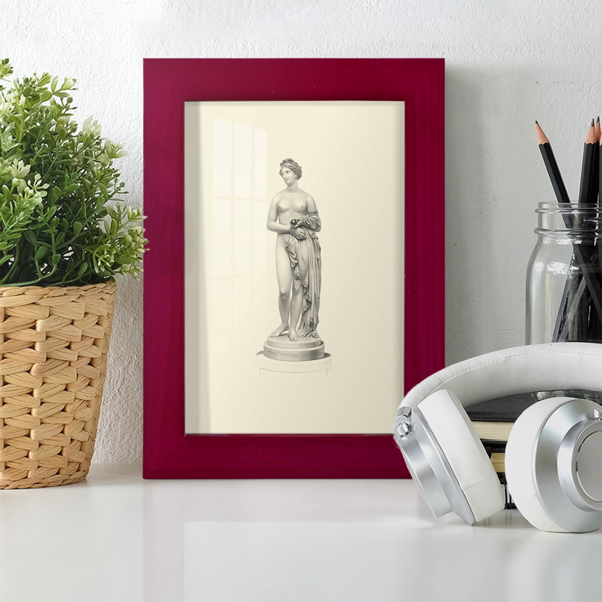 Classical Statuary I -Framed Print w/glass-Cherry Red