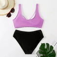 thumbnail image 4 of Aayomet High Waisted Bikini Sets for Women Twist Front Tie Back 2 Piece Bathing Suit V Neck Ruched Swimsuits Bikinis (Purple, M), 4 of 7