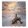 thumbnail image 3 of Ambesonne Digital Shower Curtain, Sunrise on Sandy Beach, 69"Wx84"L, Yellow and Tan, 3 of 5