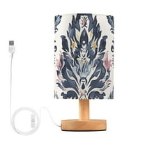 Totem Boho Table Lamp USB Bedside Desk Nightstand Lamp Printed Gifts Small Lamp Wood Base for Bedroom Living Room Kids Room College Dorm