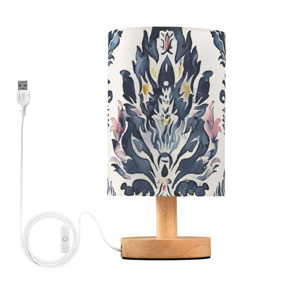 Totem Boho Table Lamp USB Bedside Desk Nightstand Lamp Printed Gifts Small Lamp Wood Base for Bedroom Living Room Kids Room College Dorm