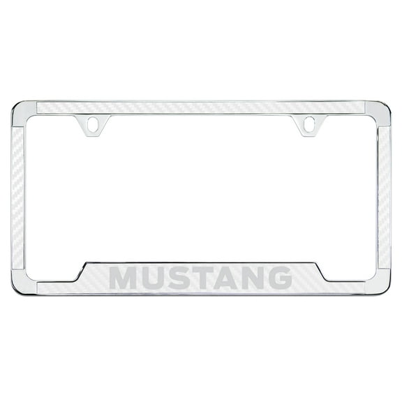 Ford Mustang White Simulated Carbon Fiber License Plate Frame Holder