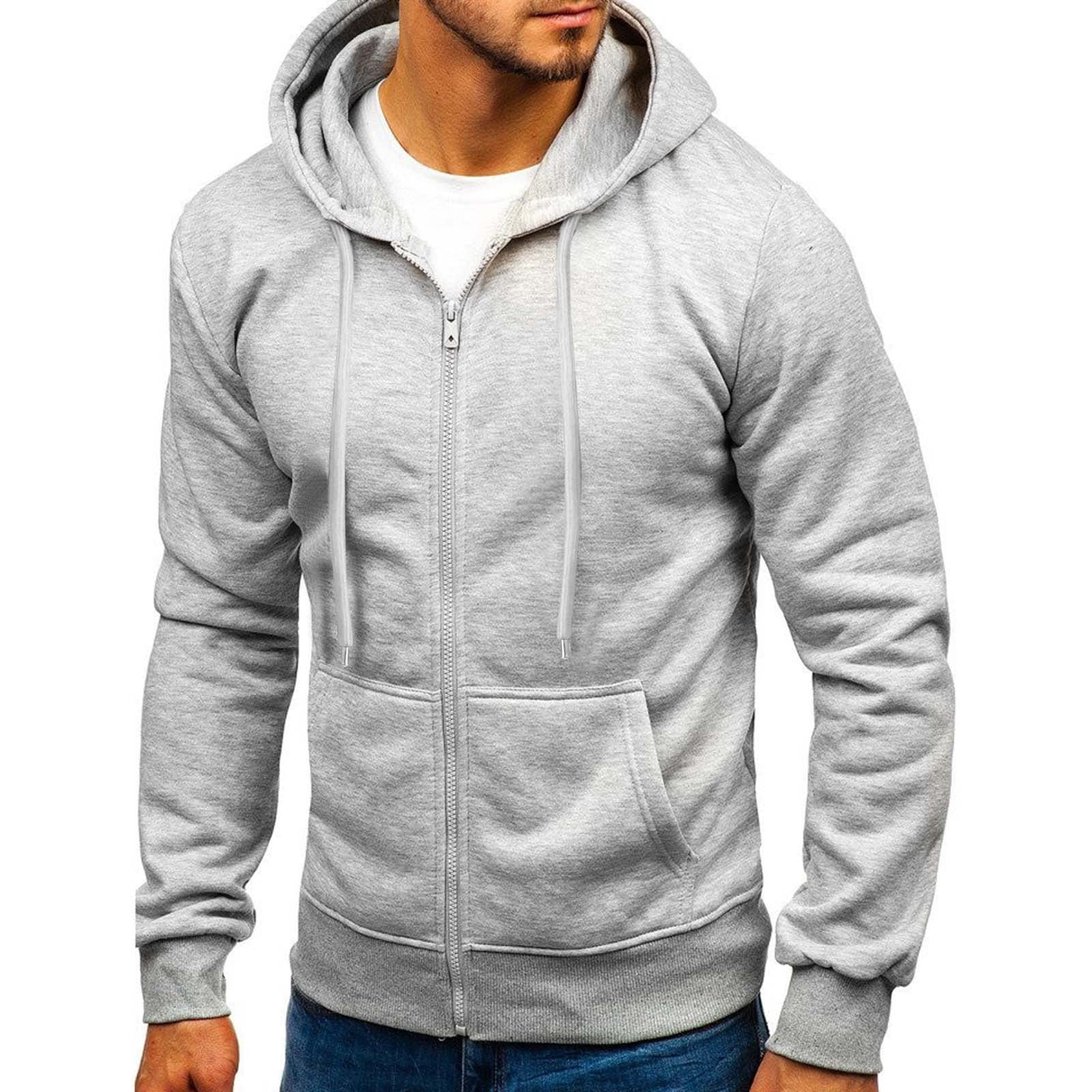 Outfmvch Hoodies For Men Hoodie Thick Fleece Custom Graphic Printed Hooded Shirt Sweat Men Luxury Hoodie Zip Up Hoodie Gray Xl