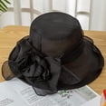 thumbnail image 2 of LinYooLi Summer Organza Flower Big Brimmed Sun Hat Women's Sunscreen Foldable Travel Light Flat-top Cap, 2 of 3