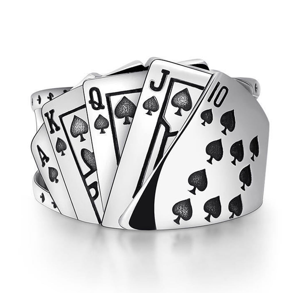 Justharion Stylish Playing Card Rings Exquisite Hand Ornament Unisex Women Men Adjustable Open Fingers Ring Fashion Accessory