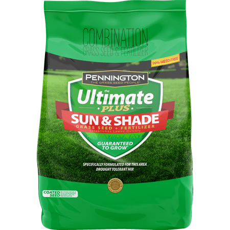 Pennington Ultimate Plus Grass Seed Plus Fertilizer Sun and Shade Mix; 3 (Best Fast Acting Grass Seed)