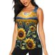 thumbnail image 1 of Fotbe Starry Sky Moon Sunflower Blusas Sin Mangas para Mujer – Estilo Casual, Corte Suelto, Slim-Fit, Cuello Redondo Deportivo, Tops de Verano para Gimnasio y Yoga-Medium, 1 of 7