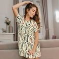 thumbnail image 3 of Rateoe Vintage Keys1 Print Women’s Nightdress – Cozy Cotton Short-sleeved Sleep Shirt, Loose-Fit Sleepwear, Perfect for Relaxing and Sleeping, 3 of 6