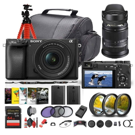 Sony a6400 Mirrorless Camera with 16-50mm f/3.5-5.6 II Lens (Black) - Bundle(International Model)