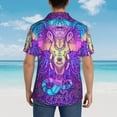 thumbnail image 4 of Kll Men'S Hawaiian Shirt Short Sleeve Button Down Beach Shirts-Elephant In Tribal Style, 4 of 7