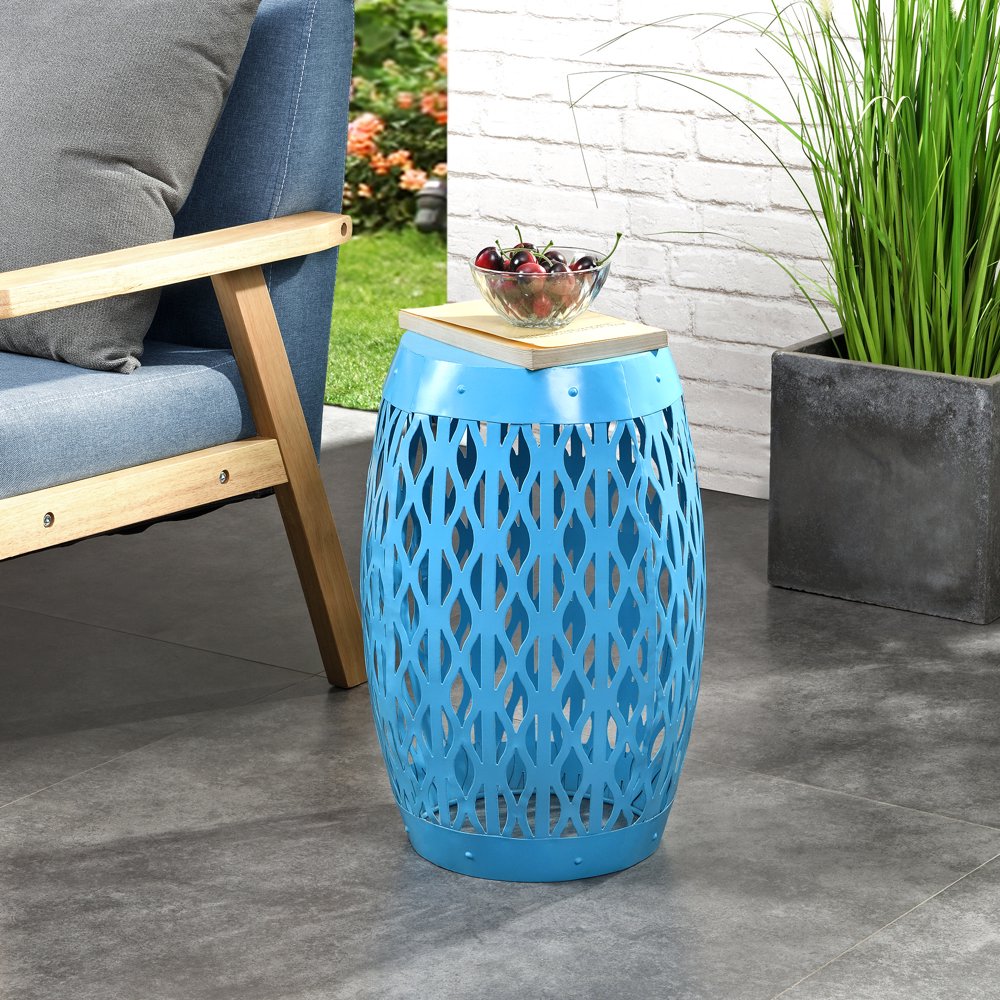 FirsTime & Co. Blue Edgewater Geometric Indoor Outdoor End Table, 12.25