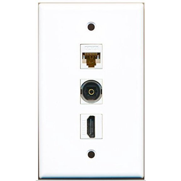 RiteAV - 1 Port HDMI and 1 Port Toslink and 1 Port Cat6 Ethernet White Wall Plate