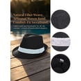 thumbnail image 6 of Gustave Straw Trilby Fedora Hat for Men Women Short Brim Panama Sun Hat Summer Breathable Beach Hat - Black, 6 of 8
