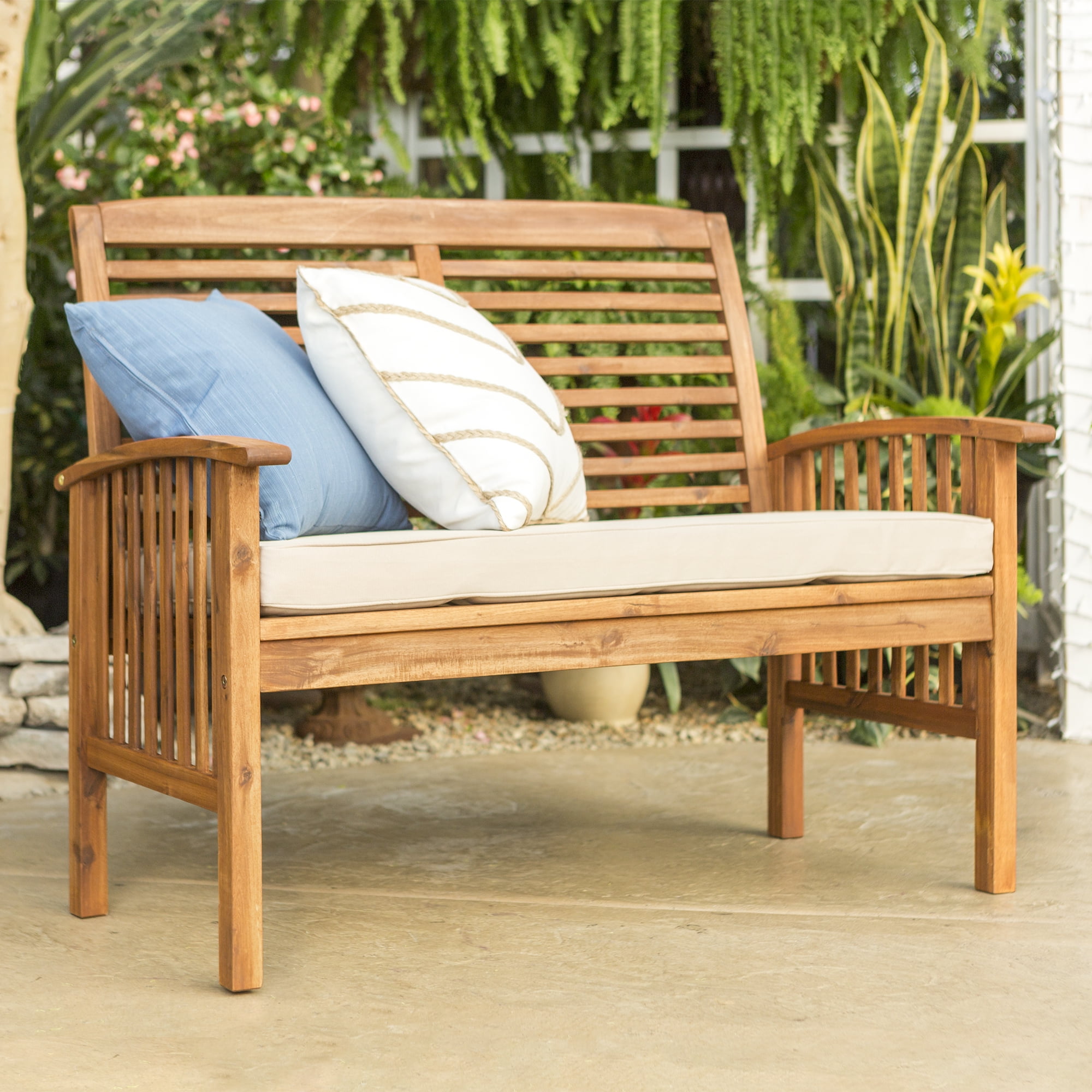 Acacia Wood Patio Loveseat Brown Com