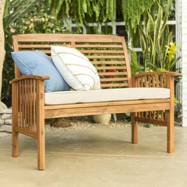 Acacia Wood Patio Loveseat, Brown
