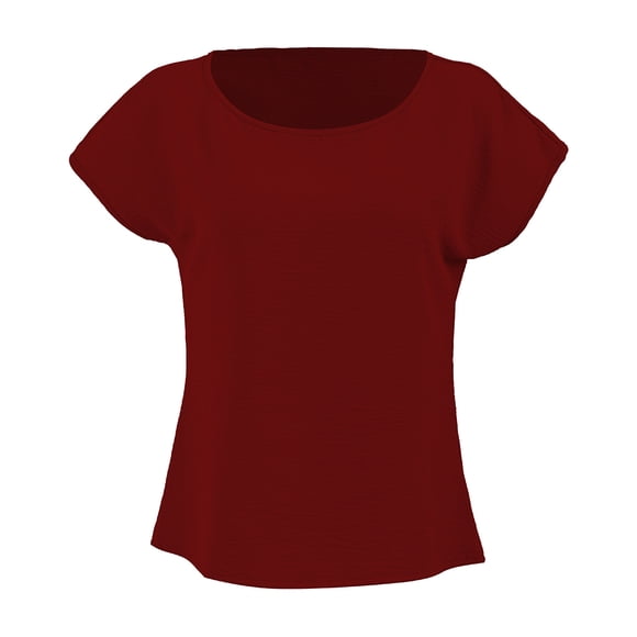 Blusa George para Dama, Manga Corta Corte Amplio Cuello Redondo Vino Talla EG