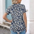 thumbnail image 4 of Hrsba Womens Blouses Casual,Summer Print Pleated Short Sleeve Crewneck Lightweight Ladies Blouses Tees, 4 of 5