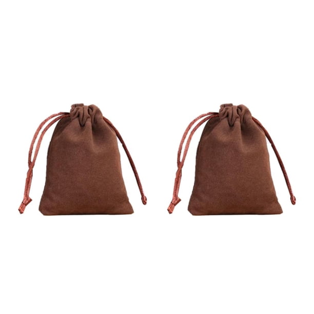 Qarigey Bolsa de joyería Bolsas pequeñas con cordón Anillos Embalaje Golosinas Regalos de fiesta de boda móviles Bolsas dibujables Café-8 Café-8*10 2piezas