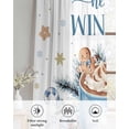 thumbnail image 6 of Blue Christmas Sheer Curtains 84 Inch Length 2 Panels Set for Living Room/Bedroom, Coffee Xmas Pine Cones Vintage Botanical Kitchen Curtains Grommet Semi-Sheer Curtains Window Treatments 42"x84"x2, 6 of 7