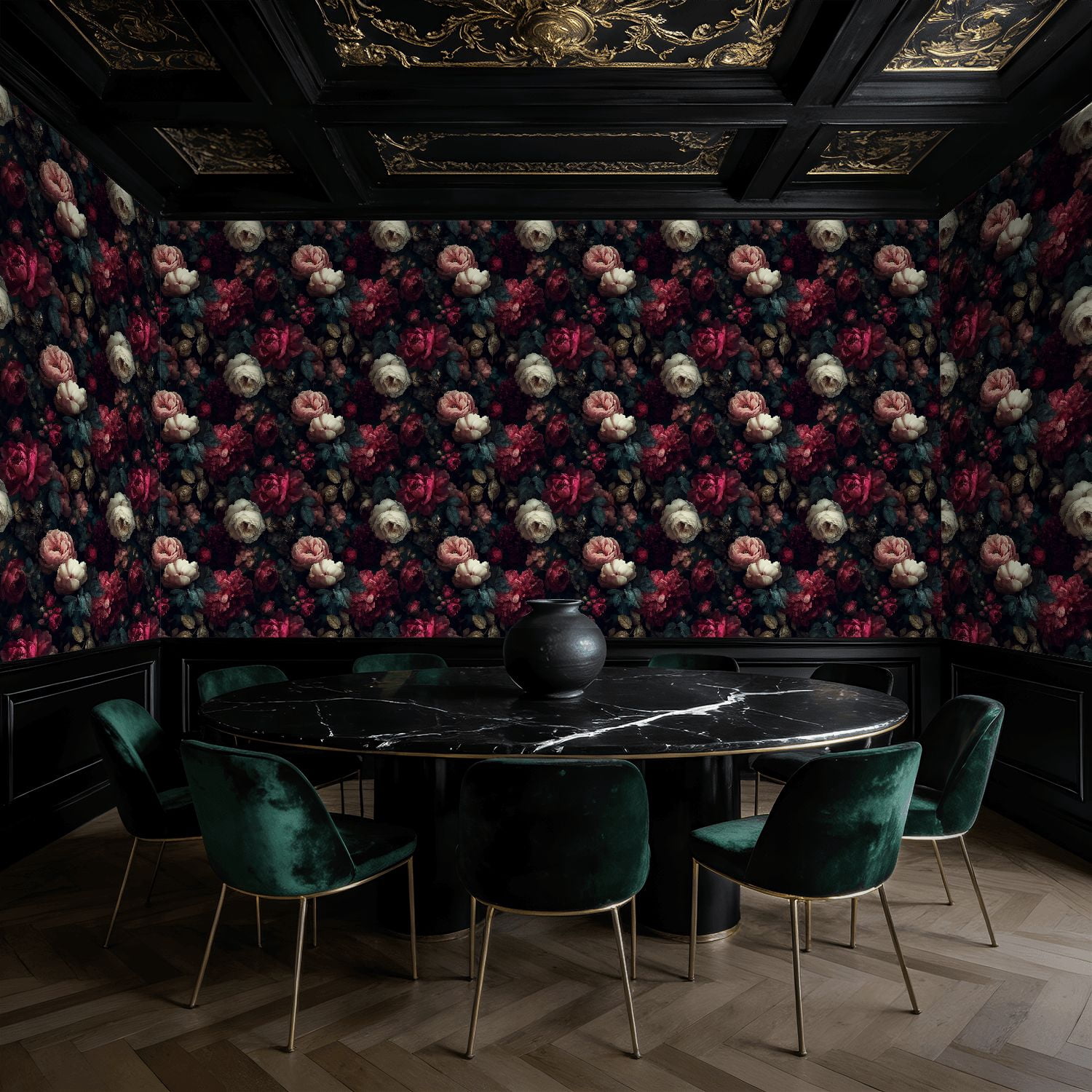 Peel and Stick Wallpaper Dark Floral Peonies Deep Red Blush Pink Ivory Blooms Wall Mural 23.6in x 9.8ft Self Adhesive Removable Wall Paper Renter Friendly Wallpaper for Nursery Bedroom Cabinets