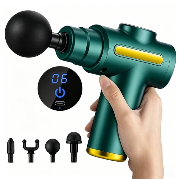 Massage Gun Deep Tissue, Ultra Quiet Muscle Massager for Athletes Post-Workout Recovery & Office Back Relief, 3 Speeds, 4 Heads, Portable Handheld Body Massager