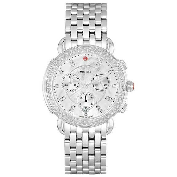 Michele Sidney White Mother of Pearl Diamond Steel Women's Watch MWW30A000001