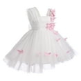 thumbnail image 2 of IBTOM CASTLE Toddler Baby Girls Birthday Party Dress Butterfly Embroidery Princess Tulle Tutu Wedding Pageant Evening Prom Ball Gown 5-6 Years White Butterfly, 2 of 8