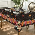 thumbnail image 3 of Dia de Muertos Tablecloth 52x70 Inch Rectangular, Day of The Dead Mexico Marigold Sugar Skull Washable Table Cover for Party Picnic Dinner Decor, 3 of 6