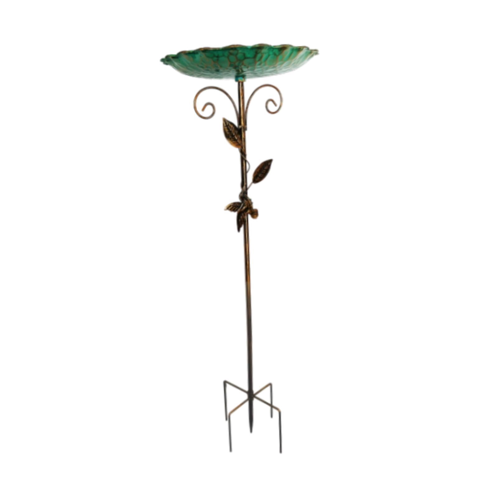Miulika Bird Bath for Outdoor Weather Resistant Iron Birdfeeder for Lawn Garden Yard