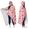 thumbnail image 2 of Wearable Blanket,Pink Cartoon Dinosaurs Landscape Pattern Hooded Wearable Sherpa Blanket for Adults & Teens,Winter Poncho Shawl Wrap Cape Thick Warm,60"x80", 2 of 5