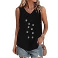 thumbnail image 1 of Fiudx Camisas de Mujer Camiseta con Botones y Cuello Redondo de Manga Corta con Estampado Pequeño Informal y de Lino para Mujer, 1 of 4