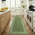 thumbnail image 3 of Garvee 2'x6' Geometric Bordered Runner Rug Contemporary Indoor Carpet, Washable Rug Non Slip Low Pile Rug for Hallway Bedroom Kitchen, Green, 3 of 7