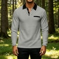 thumbnail image 2 of Fengqque Mens Casual Polo Shirt Summer Short Sleeve Vacation Button Beach Stretchy Golf Shirts Gray M, 2 of 5