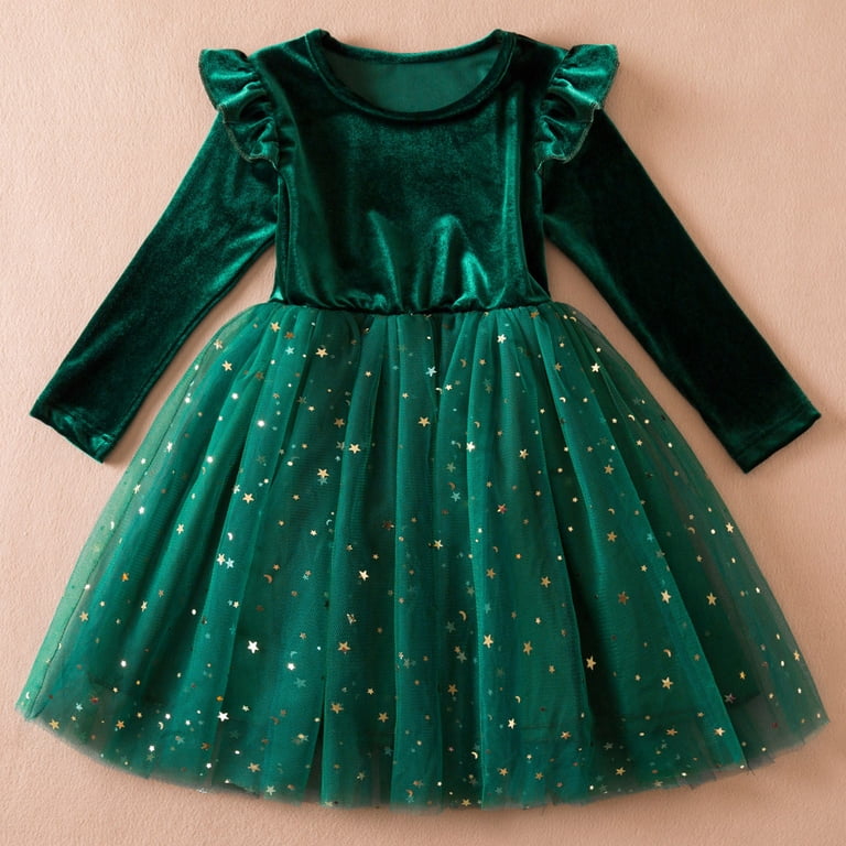 navy blue dress for baby girl Kogui Girls Christmas Dress Toddler Kids Baby Girl Christmas Dress Long  Sleeve Smocked Embroidered Velvet Dresses Winter Clothes Size 18 24  Months(Red,18-24 Months) main image 1