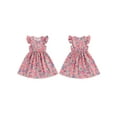 thumbnail image 2 of vera natura Little Girl Summer A-Line Dress Floral Print Flying Sleeve Round Neck Casual Dress, 2 of 8