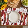 thumbnail image 4 of Red White Moire Placemats Set of 4, Modern Abstract Art Placemats for Dining Table, Place Mats for Kitchen Tabletop, Waterproof Wipeable Dining Table Mats Set, 4 of 9