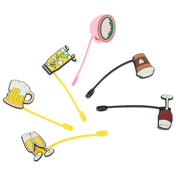 Masteelf Silicone Straw Covers Reusable Dust Proof Drinking Straw Caps for Protecting Straws 6 Pieces Assorted Color